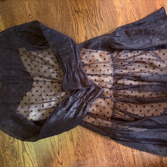 Temperley London Black Sheer Polka Dot Dress with Nude Lining Size 6 US / 10 UK - Picture 5 of 5